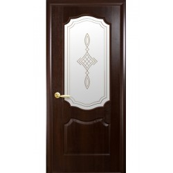 Дверь ВЕНЗЕЛЬ (Фортис) ПВХ DeLuxe со стеклом сатин и рисунком Р1 КАШТАН (под заказ)