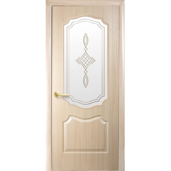 Дверь ВЕНЗЕЛЬ (Фортис) ПВХ DeLuxe со стеклом сатин и рисунском Р1 ЯСЕНЬ (под заказ)