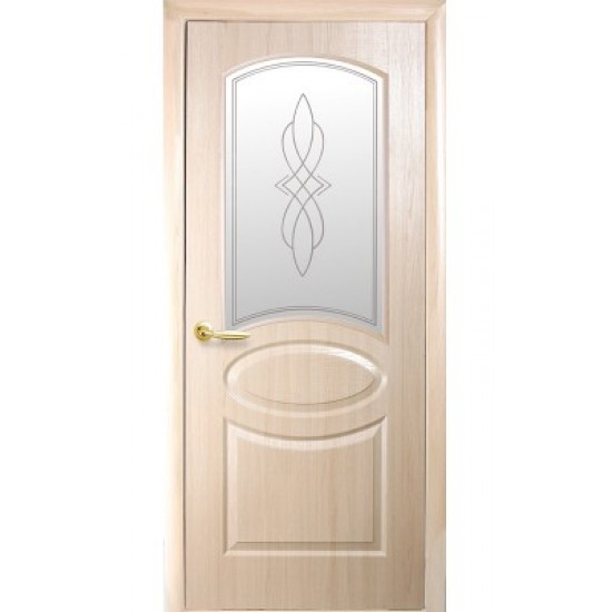 Дверь ОВАЛ (Фортис) ПВХ DeLuxe со стеклом сатин и рисунком Р1 ЯСЕНЬ