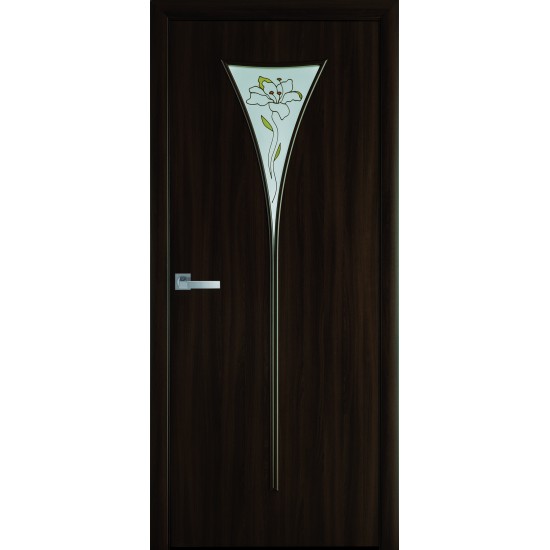 Двери Бора (Модерн) Экошпон со стеклом сатин и рисунком Р1 Орех 3d