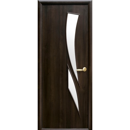 Дверь Камея (Модерн) ПВХ DeLuxe со стеклом сатин и рисунком Р3 Венге new