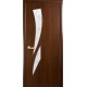 Дверь Камея (Модерн) ПВХ DeLuxe со стеклом сатин и рисунком Р3 Каштан