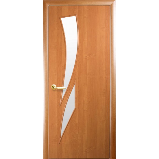 Дверь Камея (Модерн) Экошпон со стеклом сатин Ольха 3D