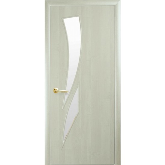 Дверь Камея (Модерн) Экошпон со стеклом сатин рисунком Р1 Сандал