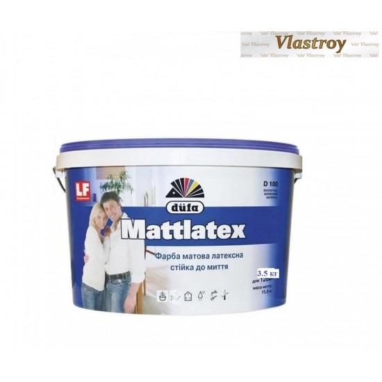 Краска Dufa Mattlatex D100 латексная для внутренних работ 3.5кг Краска Dufa Mattlatex D100 латексная для внутренних работ 3.5кг