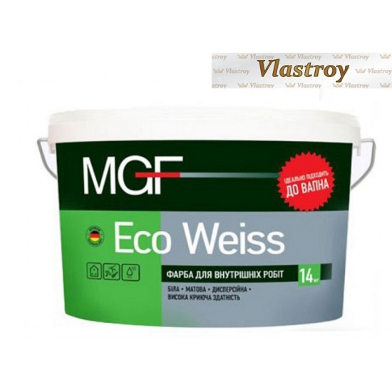 Краска MGF Eco Weiss M1 интерьерная для стен и потолков 14 кг