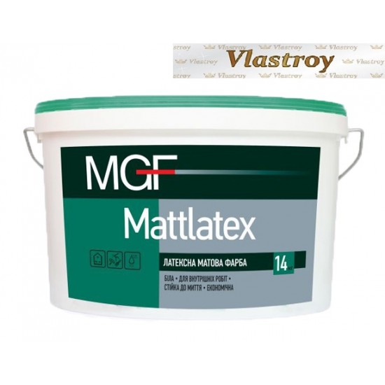 Краска MGF Mattlatex M100 латексная для внутренних работ 14кг Краска MGF Mattlatex M100 латексная для внутренних работ 14кг
