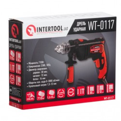 Дрель ударная 710Вт 0-3000 об/мин 1.5-13мм реверс INTERTOOL WT-0117