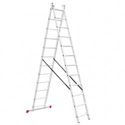 Лестница алюминиевая 2-х секционная 12 ступеней 5.93м Intertool LT-0212