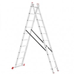 Лестница алюминиевая 2-х секционная 10 ступеней 4.81 м Intertool LT-0210