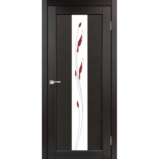 Дверь Porto PR-10 со стеклом сатин и рисунком М1 Венге