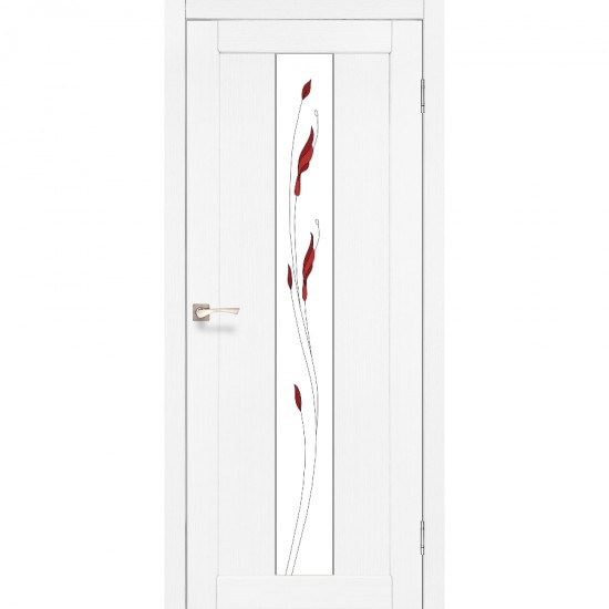 Дверь Porto PR-10 со стеклом сатин и рисунком М1 Ясень белый