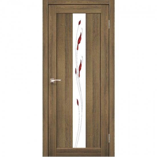 Дверь Porto PR-10 со стеклом сатин и рисунком М1 Дуб браш