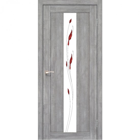 Дверь Porto PR-10 со стеклом сатин и рисунком М1 Эш-вайт