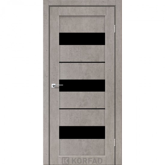 Дверь Porto PR-12 с черным стеклом Дуб грей