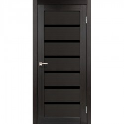 Двери Porto Deluxe PD-01 с черным стеклом Венге