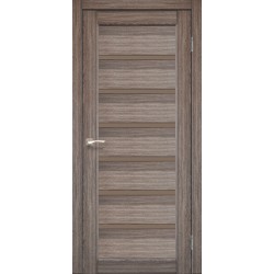 Двери Porto Deluxe PD-01 с черным стеклом Дуб грей