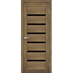 Двери Porto Deluxe PD-01 с черным стеклом Дуб браш