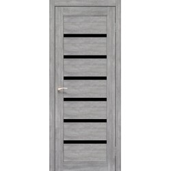 Двери Porto Deluxe PD-01 с черным стеклом Эш-вайт