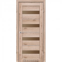 Двери Porto Deluxe PD-02 с черным стеклом и стеклом алюминий Орех