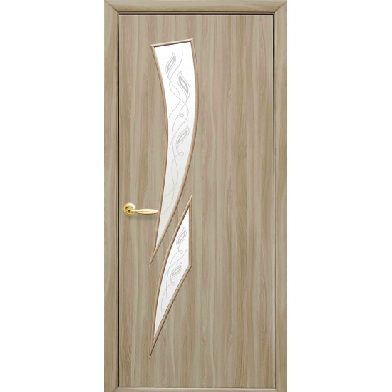 Дверь Камея (Модерн) Экошпон со стеклом сатин рисунком Р3 Сандал