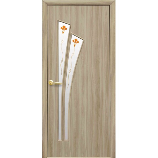 Дверь Лилия (Модерн) Экошпон со стеклом сатин и рисунком Р1 Сандал