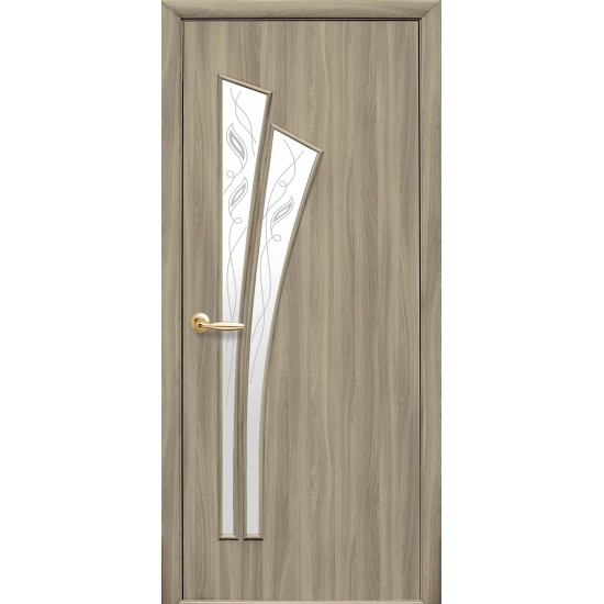 Дверь Лилия (Модерн) Экошпон со стеклом сатин и рисунком Р3 Сандал
