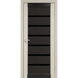 Дверь Porto PCD-02 с черным стеклом комбинированный Дуб беленый-Венге