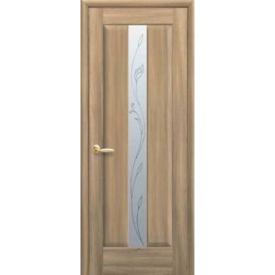 Двери Премьера (Маэстра) ПВХ DeLuxe со стеклом сатин и рисунком Р2 Золотой дуб
