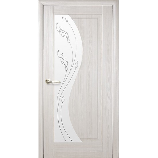 Двери Эскада (Маэстра) ПВХ DeLuxe со стеклом сатин и рисунком Р2 Патина серая