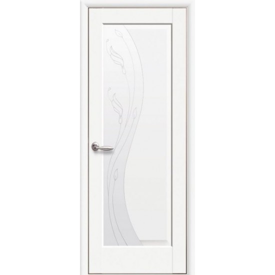 Двери Эскада (Маэстра) ПВХ DeLuxe со стеклом сатин и рисунком Р2 Патина