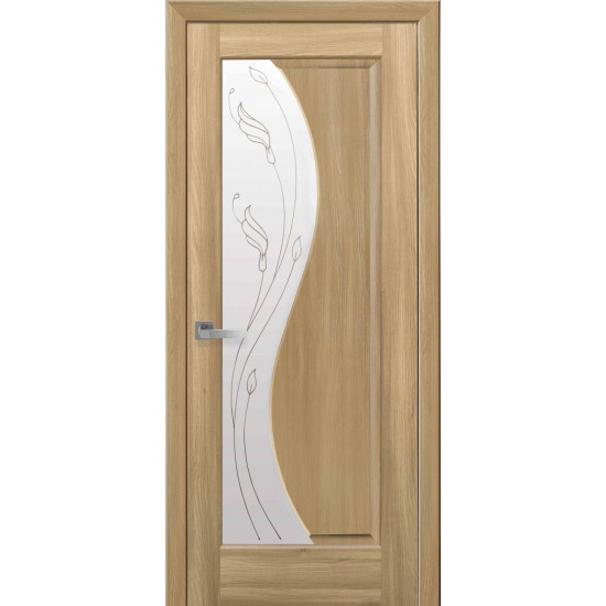 Двери Эскада (Маэстра) ПВХ DeLuxe со стеклом сатин и рисунком Р2 Золотой дуб