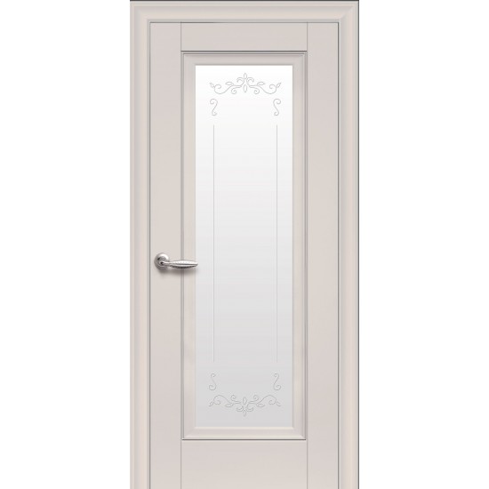 Двери Престиж (Элегант) Premium со стеклом сатин и молдингом и рисунком Р2 Магнолия
