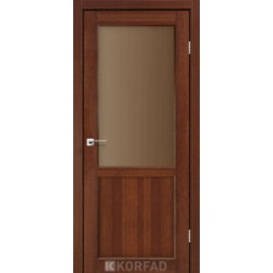 Дверь Palermo PL-02 со стеклом бронза Дуб тобакко