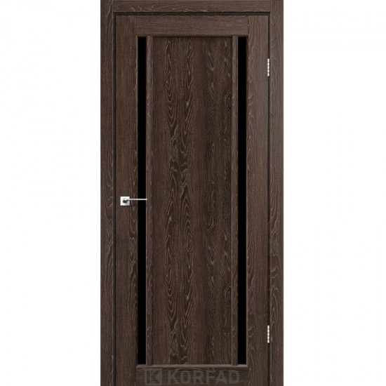 Дверь Oristano OR-02 с черным стеклом Орех