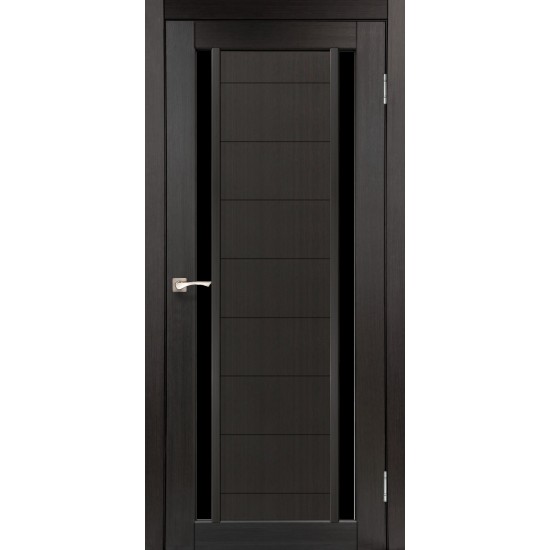 Дверь Oristano OR-04 с черным стеклом Дуб грей