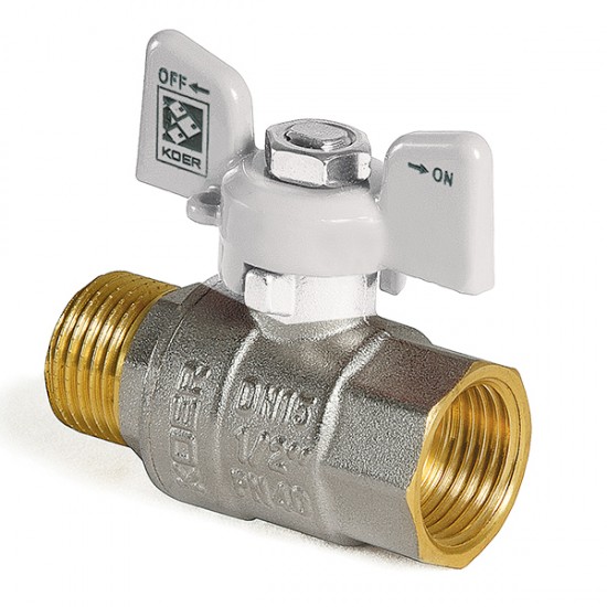 Кран шаровый 1/2 ВН KOER KR.218 белая бабочка KR0182