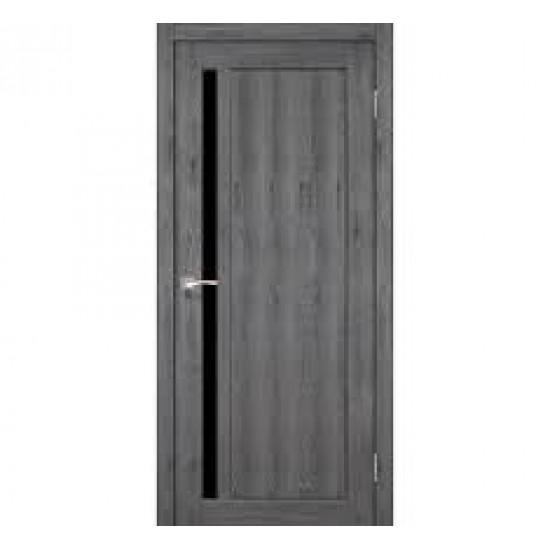 Дверь Oristano OR-06 с черным стеклом Дуб грей