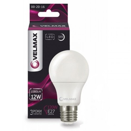LED лампа Velmax V-A60 12W E27 4100K 1200Lm 21-11-46