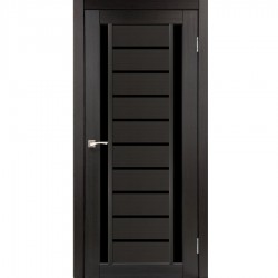 Дверь Valentino Deluxe VLD-03 с черным стеклом Венге