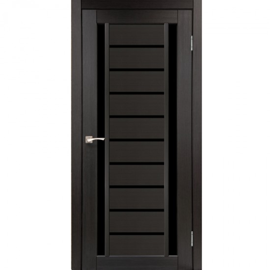 Дверь Valentino Deluxe VLD-03 с черным стеклом Венге