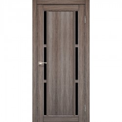 Дверь Valentino Deluxe VLD-04 с черным стеклом Дуб браш