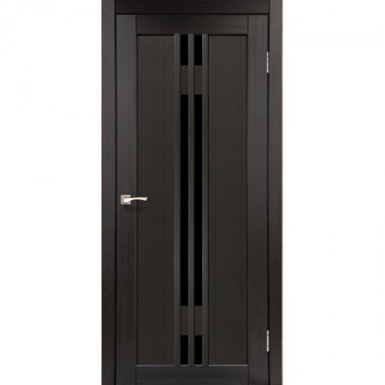 Дверь Valentino Deluxe VLD-05 с черным стеклом Венге