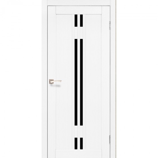 Дверь Valentino Deluxe VLD-05 с черным стеклом Ясень белый