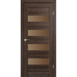 Дверь Piano Deluxe PND-02 с черным стеклом Орех