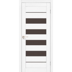 Дверь Piano Deluxe PND-03 с черным стеклом Белый перламутр