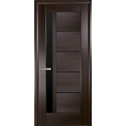 Дверь Грета (Ностра) ПВХ DeLuxe с черным стеклом Каштан Дверь Грета (Ностра) ПВХ DeLuxe с черным стеклом Каштан