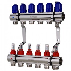 Коллектор для теплого пола 1х6 с регулятором и креплением KOER KR.1110-06 KR2643 Коллектор для теплого пола 1х6 с регулятором и креплением KOER KR.1110-06 KR2643