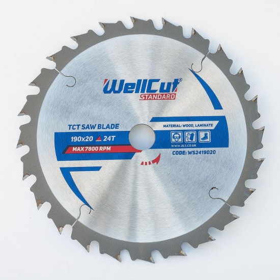 Пильный диск по дереву 190х20 24Т Ламинат WellCut Standatd Пильный диск по дереву 190х20 24Т Ламинат WellCut Standatd
