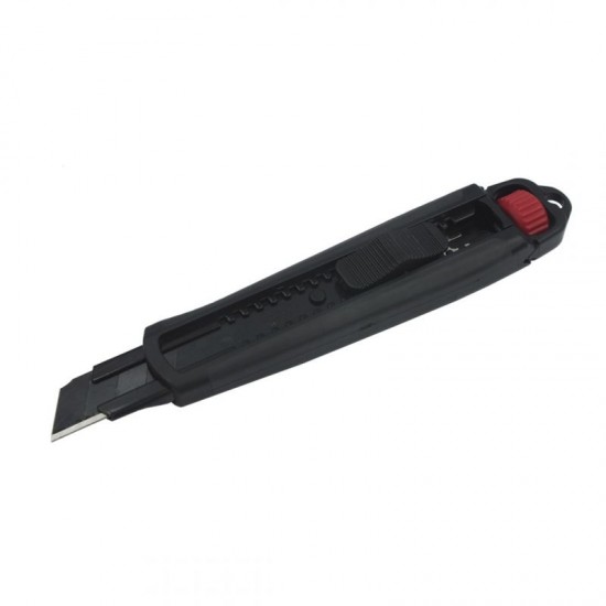 Нож пластиковый усиленный 18мм сегментированное лезвие, резиновые вставки  Haisser 23503